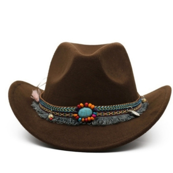 Rustic Vented Cowboy Hat with Turquoise Accents main image 0